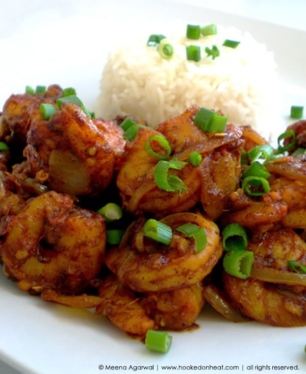 Recipe for Ginger-Chilli Shrimp taken from www.hookedonheat.com. Visit site for detailed recipe.