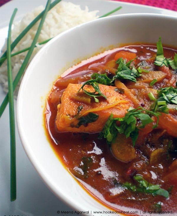Recipe for Hot & Sour Fish Curry taken from www.hookedonheat.com. Visit site for detailed recipe.