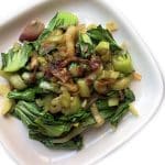 A platter of Garlic Bok Choy Stir-fry