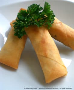 Recipe for Chicken Spring Rolls taken from www.hookedonheat.com. Visit site for detailed recipe.
