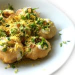 A plate of Aloo Dahi Puri Chaat