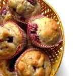 Recipe for Raspberry Yogurt Muffins taken from www.hookedonheat.com. Visit site for detailed recipe.