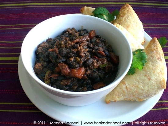 Recipe for Black Bean Chili, taken from www.hookedonheat.com. Visit site for detailed recipe.