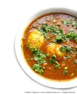 Recipe for Simple Egg Curry, taken from www.hookedonheat.com. Visit site for detailed recipe.