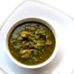 Recipe for Saag Chicken (Chicken cooked in Pureed Spinach) taken from www.hookedonheat.com. Visit site for detailed recipe.