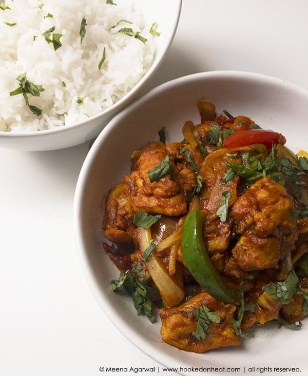 A bowl of Turkey Kadhai (Turkey Curry)