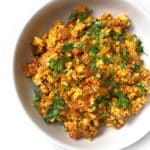 Recipe for Paneer Burji (Scrambled Paneer), taken from www.hookedonheat.com. Visit site for detailed recipe.