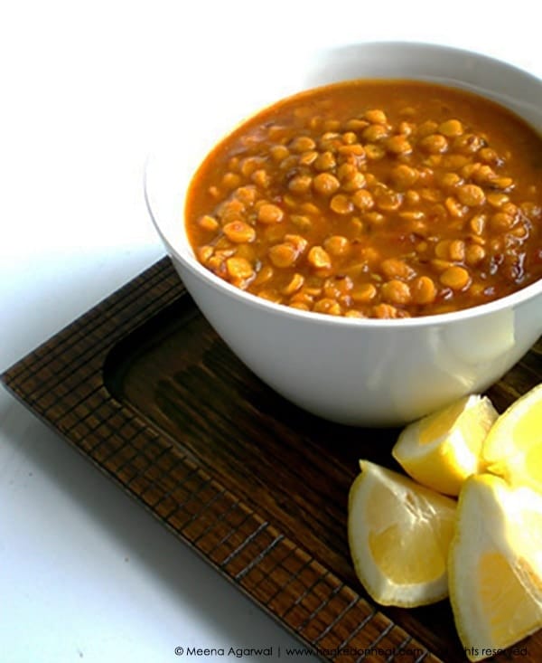 Recipe for Chana Dal Masala taken from www.hookedonheat.com. Visit site for detailed recipe.
