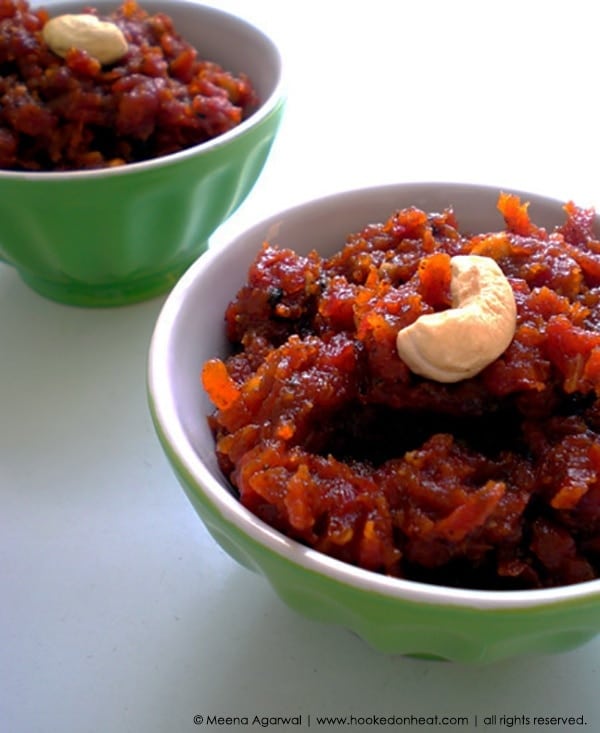 Recipe for Gajar ka Halwa taken from www.hookedonheat.com. Visit site for detailed recipe.