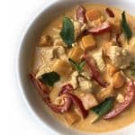 A bowl of Sweet Potato & Chicken Thai Coconut Curry