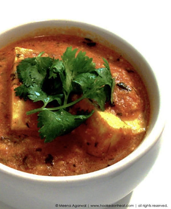 Recipe for Paneer Makhani taken from www.hookedonheat.com. Visit site for detailed recipe.