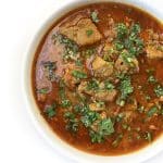 Recipe for Achari Gosht (Hot & Sour Lamb Curry) taken from www.hookedonheat.com. Visit site for detailed recipe.