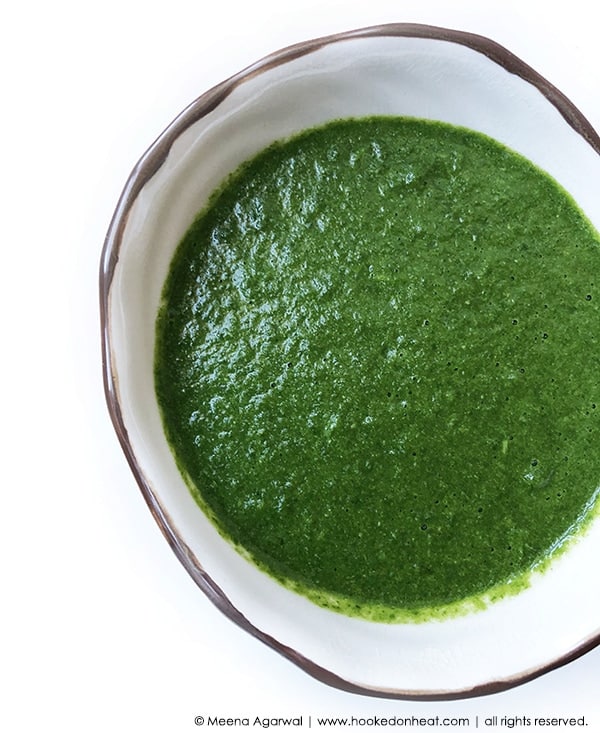 A bowl of Cilantro Chutney (Green Chutney)