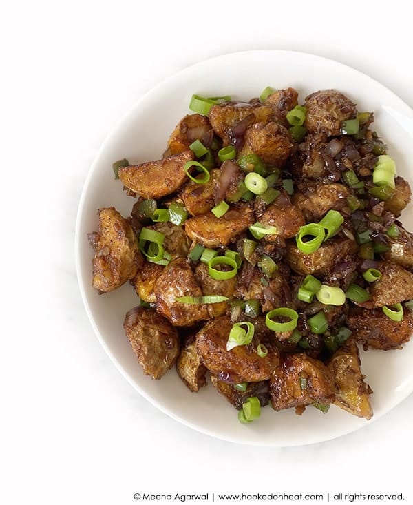 A bowl of crispy Chilli Potatoes