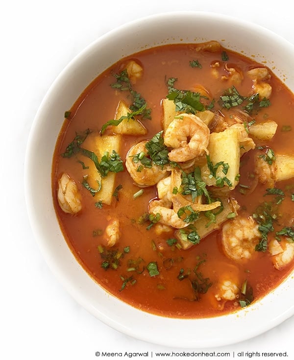 A bowl of Shrimp and Pineapple Curry
