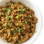 A bowl of Keema Matar (Indian Ground Meat and Peas)