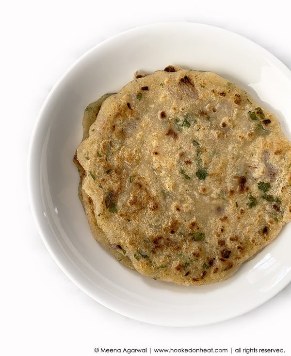 A plate of Sooji Chilla (Savoury Semolina Pancakes)