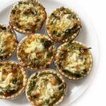 A platter of Spinach Mushroom Feta Quiche