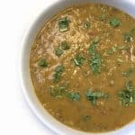 A bowl of Panchmel Dal, also known as Mixed Dal, cooked in an Instant Pot