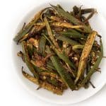 A bowl of Bhindi ki Sabzi (Stir-fried Okra)